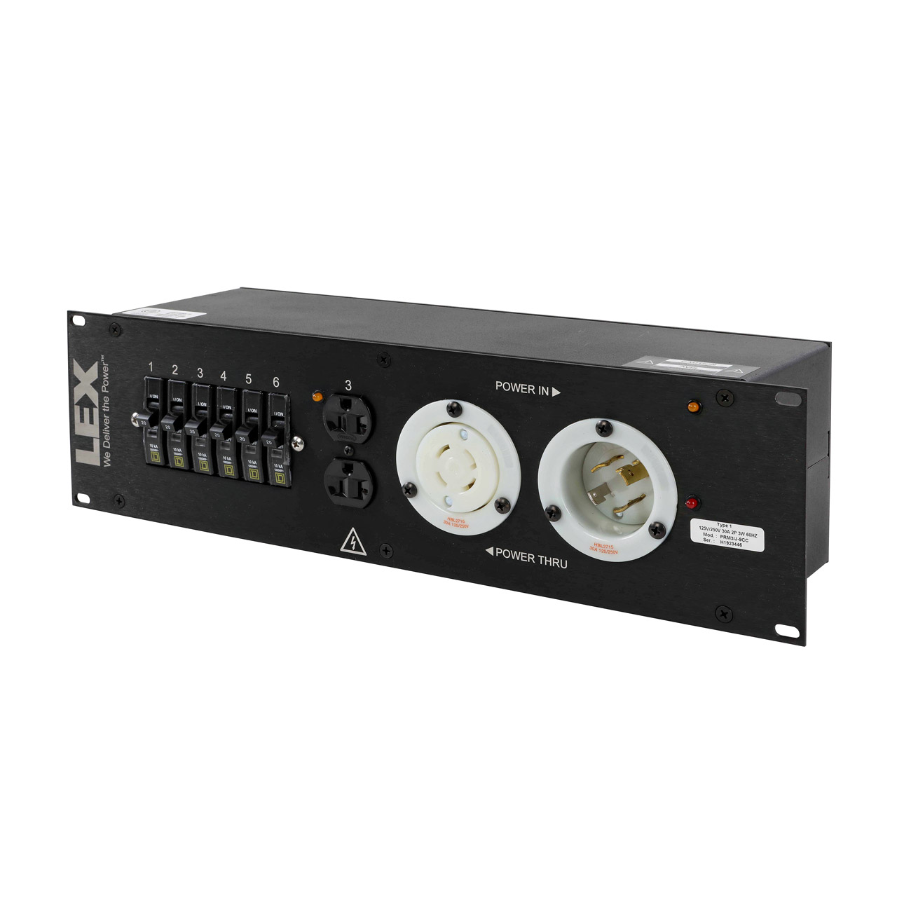 30 Amp 3RU Enclosed Rack, L14-30 to Duplex Receptacles