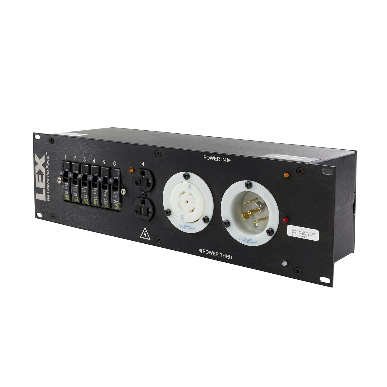 30 Amp 3RU Enclosed Rack, L21-30 to Duplex Receptacles