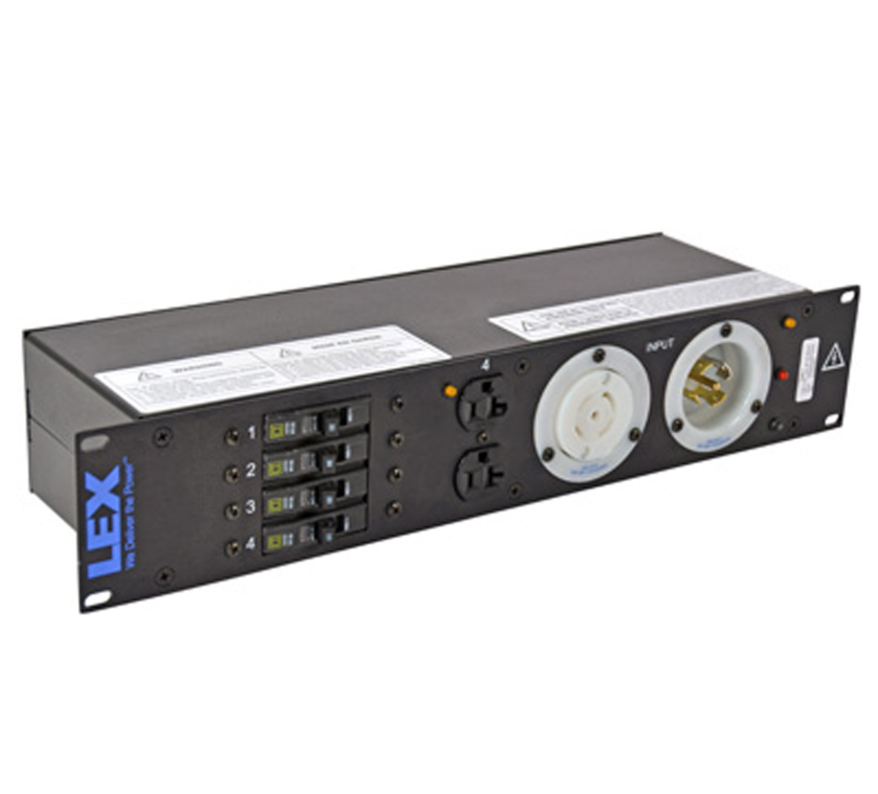 30 Amp 2RU Enclosed Rack, L21-30 to L5-30/Duplex Receptacles