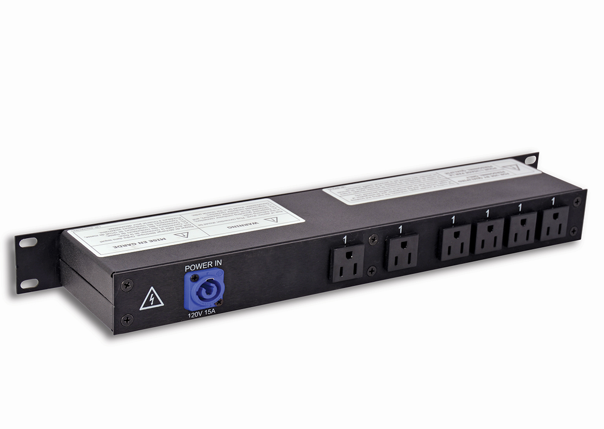 20 Amp 1RU Enclosed Rack, powerCON® to Duplex Receptacles