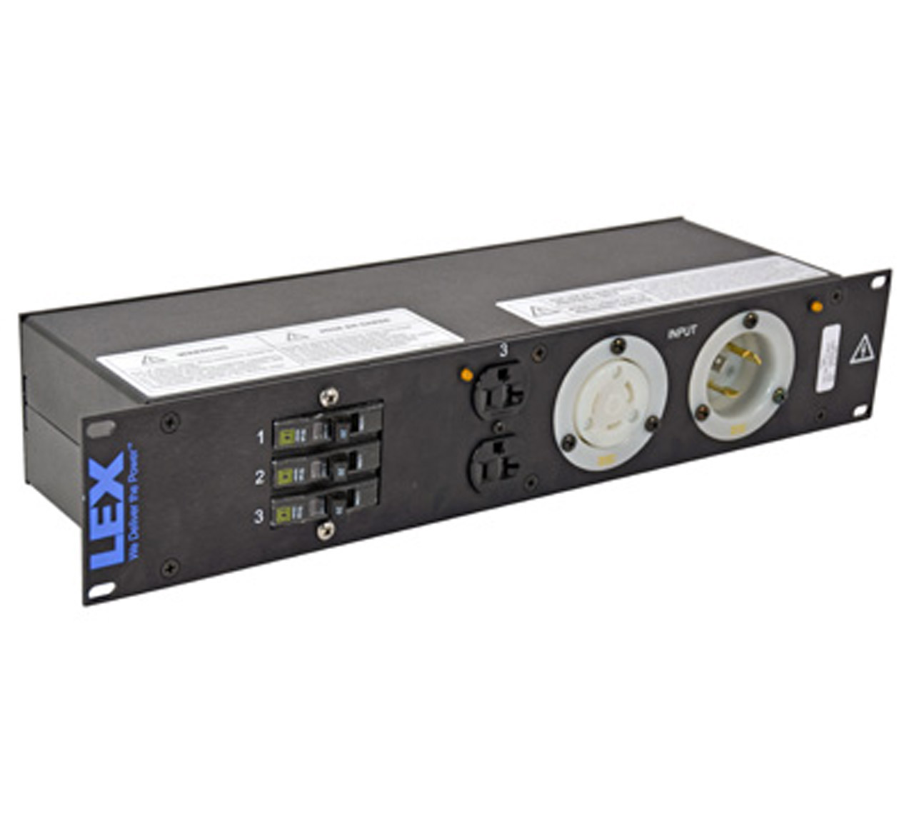 30 Amp 2RU Enclosed Rack, L5-30 to Duplex Receptacles
